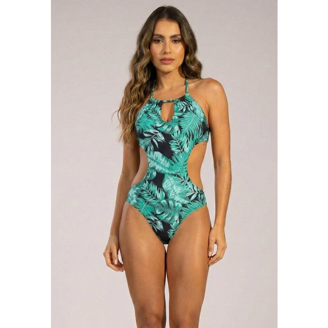 Maiô Bella Fiore Modas Engana Mamãe Jéssica Estampado Verde