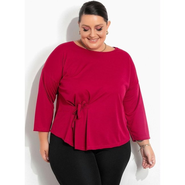 Blusa Com Amarração Na Frente Plus Size Púrpura Marguerite