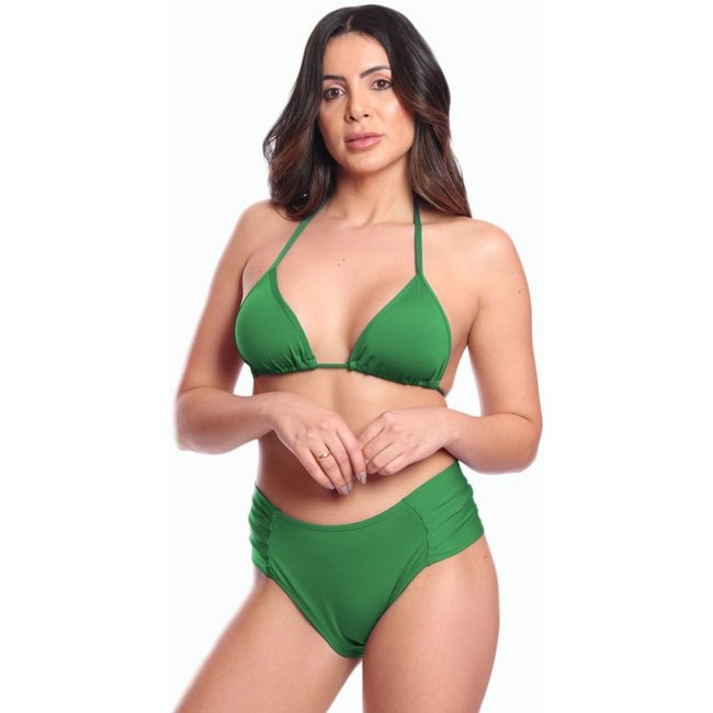 Conjunto Biquíni Feminino Cortininha Calcinha Tangão Largo FMF Verde