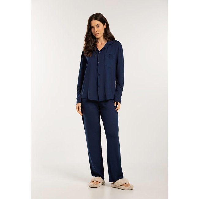 Conjunto Pijama Feminino Aberto Longo em Malha Viscolycra