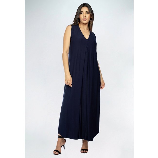Vestido Longo Acará Malha Amazonia Vital Azul Marinho