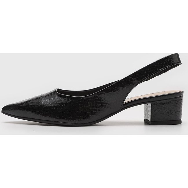 Scarpin Médio cê Slingback Lezard Preto