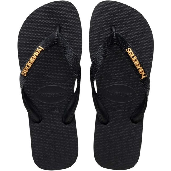 Chinelo Feminino Havaianas Top Logo Metal 4127244 Preto
