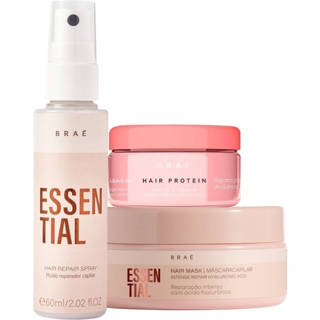 Kit Braé Hair Proteín Essential Hair Spray Mini e Máscara (3 produtos)