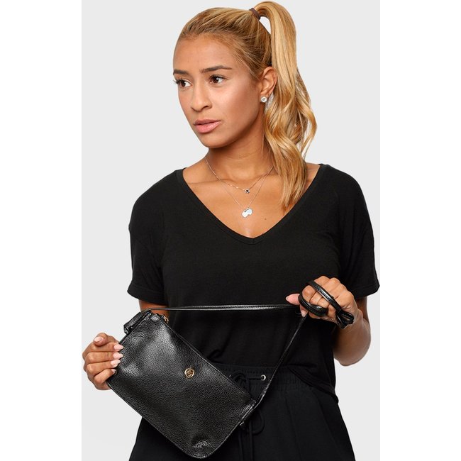 Bolsa Transversal Couro Mariart 201MRT Preta