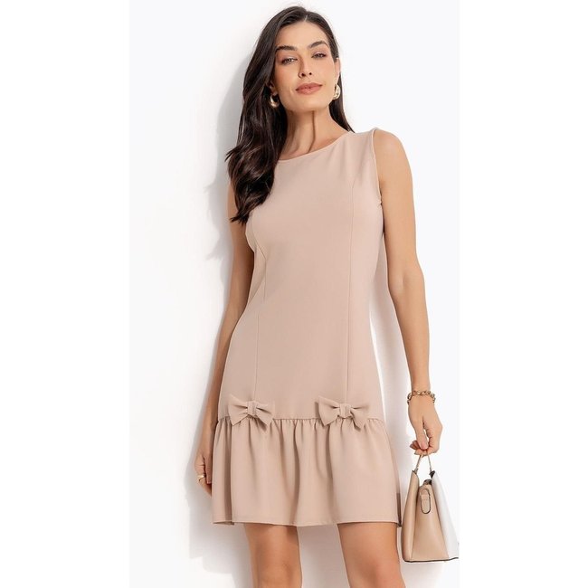 Vestido Em Malha Twill Quintess Bege