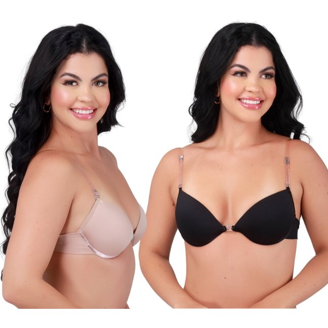 Kit 2 Sutiã Costa Nua Reflexo Íntimo Alça De Silicone Transparente Removível Com Bojo Preto e Bege