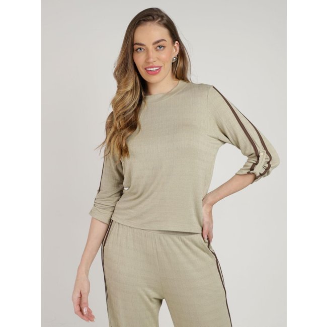 Blusa Manga 3/4 Autentique Feminina VERDE CLARO/VERDE CLARO/MARROM