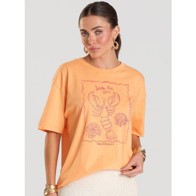 T-shirt Feminina Manga Curta Oversized Dianna Laranja