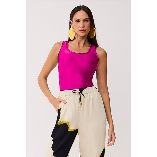 Blusa Ajustada Lisa Magenta Orquidea Charry