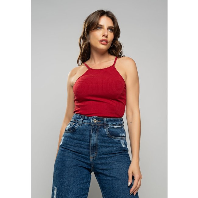 Regata Salvatore Cavada Alcinha Canelada Vermelho