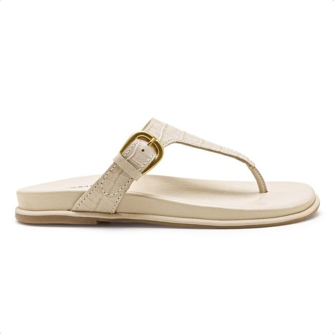 Sandália de Couro Democrata Feminina Zoe 659102 Off-white