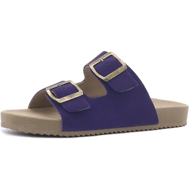 Papete Rasteira Sandalia Couro Roxo Tellini Store