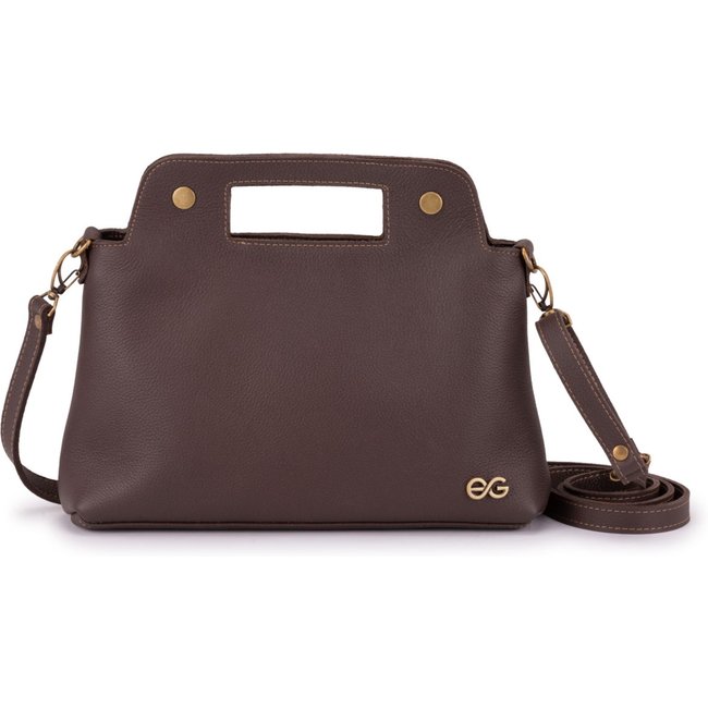 Bolsa Feminina Transversal/mão Média Tiracolo Couro Legítimo Marrom-escuro