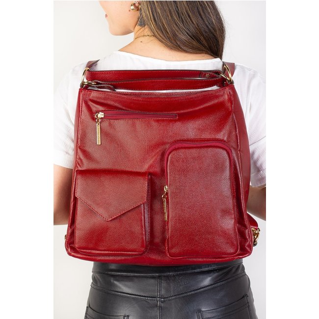 Bolsa Andrea Vinci Mochila De Couro Liso Érica - Vermelho