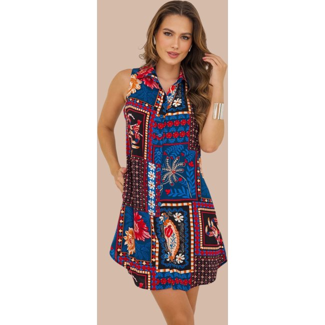 Chemise Aberta Ícone Fashion Sem Manga Estampa Floral Quadros Naturais