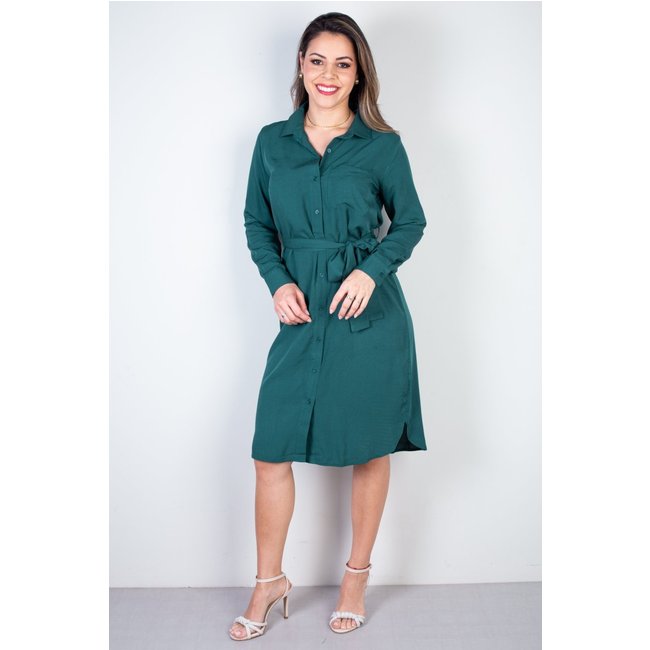 Vestido Enluaze Chemise Manga Longa 51313 - Verde