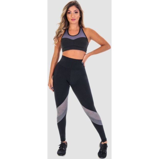 Conjunto Legging E Top Academia Fristyle Fitness Preto