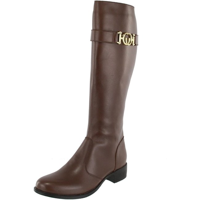 Bota Couro Montaria Cano Longo Metal Lancamento Agnes Veronez Marrom