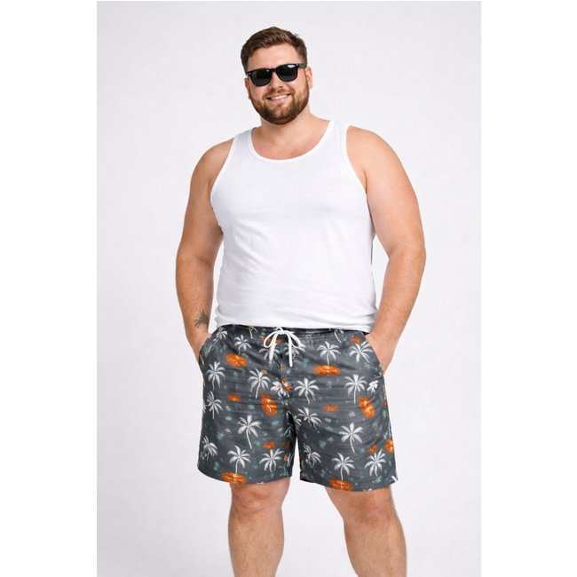 Bermuda Plus Size D Bell Outlet Fashion Estampa tropical Cinza