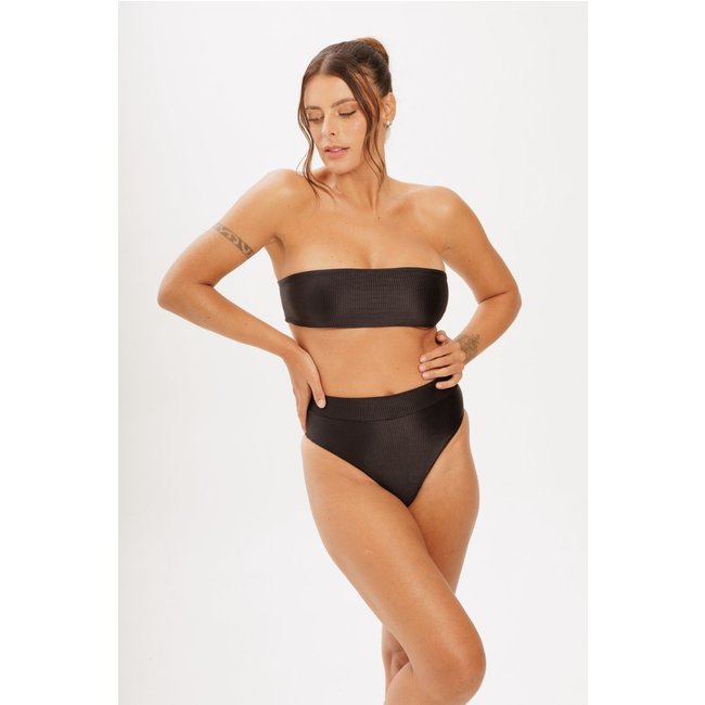 Top At Nigh By Leticia Bufoni Faixa Canelado Preto
