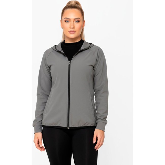 Jaqueta Corta Vento Feminina com Capuz e Zíper Invertido Conforto Estilo e Proteção Esportiva e Casual Cinza