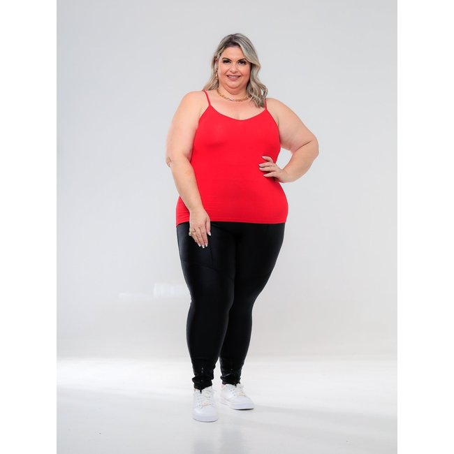 Regata Plus Size Feminina Basica Alcinha Fina Leve Estilo Casual GARAIS MODA Verão Vermelho