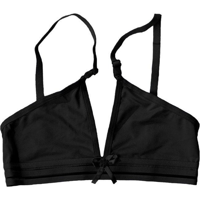 Sutiã Gabi Lingerie Sem Bojo Microfibra Top Menina Moça Juvenil Liso Alças Reguláveis Confortável Roupa de Menina Elegante Preto