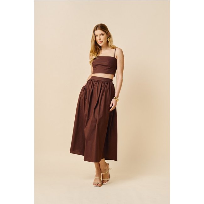 Conjunto Saia Midi Cora - Marrom