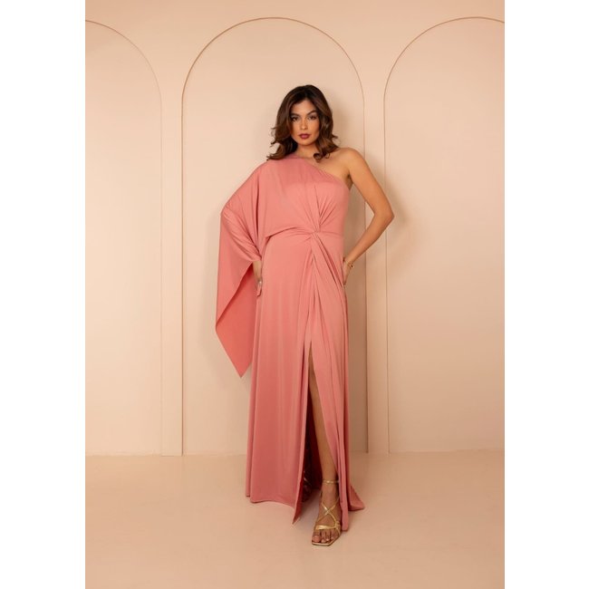 Vestido Longo de Festa Madrinhas uma Manga Nó Fluity Pamila