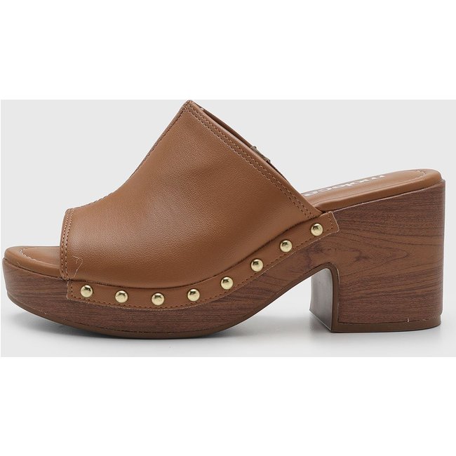 Sandália Feminina Moleca Salto Grosso Caramelo
