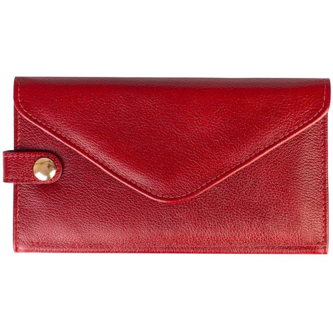 Carteira feminina de couro liso Clara 10,5x19cm - Vermelho
