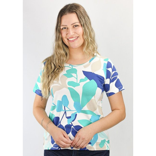 Blusa Pau a Pique Estampada Azul Turquesa TURQUESA - GG Pau a Pique