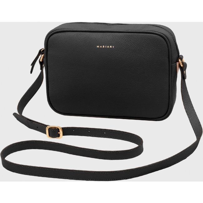 Bolsa Transversal Couro Mariart Maxi Jeri Preta