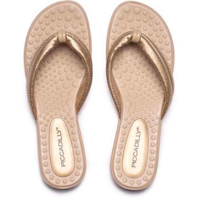 Chinelo Feminino Piccadilly Anabela Metalizado Dourado