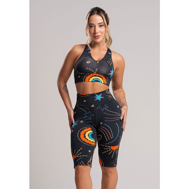 Bermuda MVB Modas Lisa Suplex Fitness Academia Estampada Cosmic