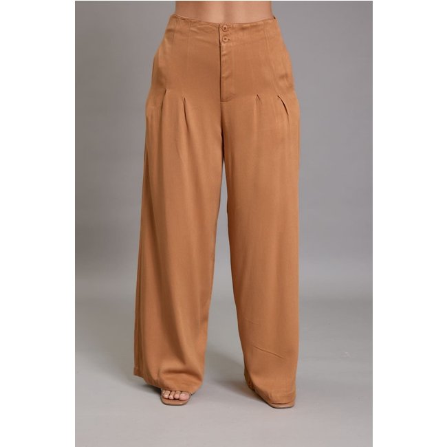 Calça Pantalona Caramelo Feminina em Viscose Lemier Collection