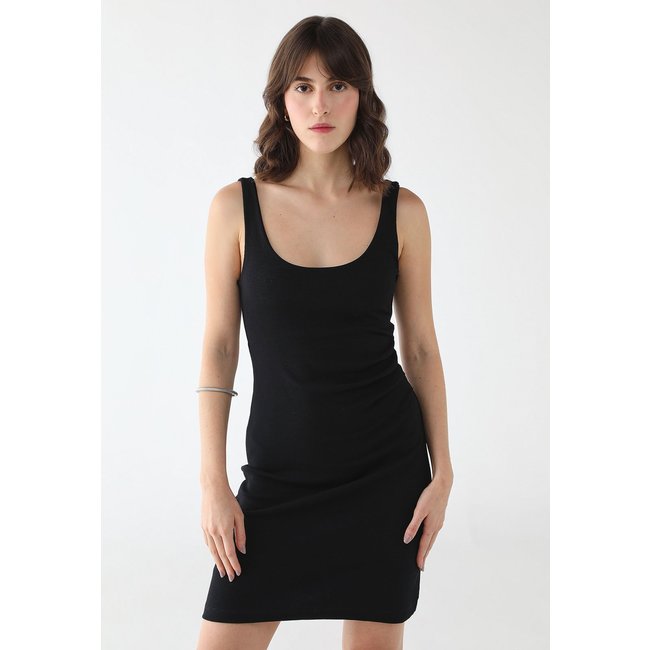 Vestido Curto Feminino Hering Canelado Preto
