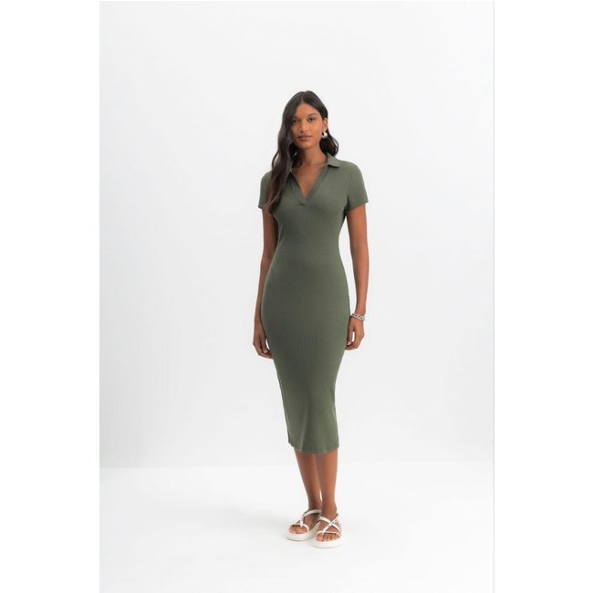 Vestido polo feminino midi Essendi VERDE ESCURO Verde