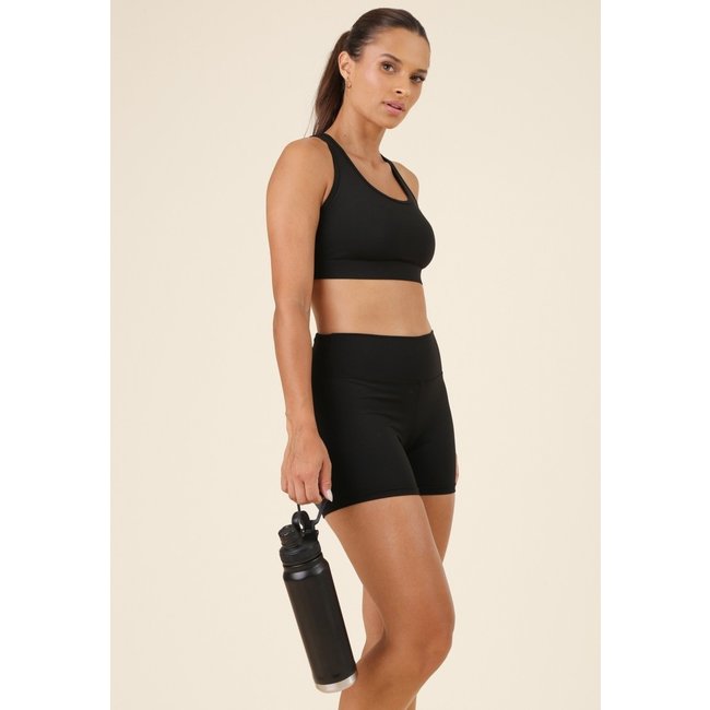 Short Esportivo Pop Me Em Poliamida Com Bolso Cós Preto