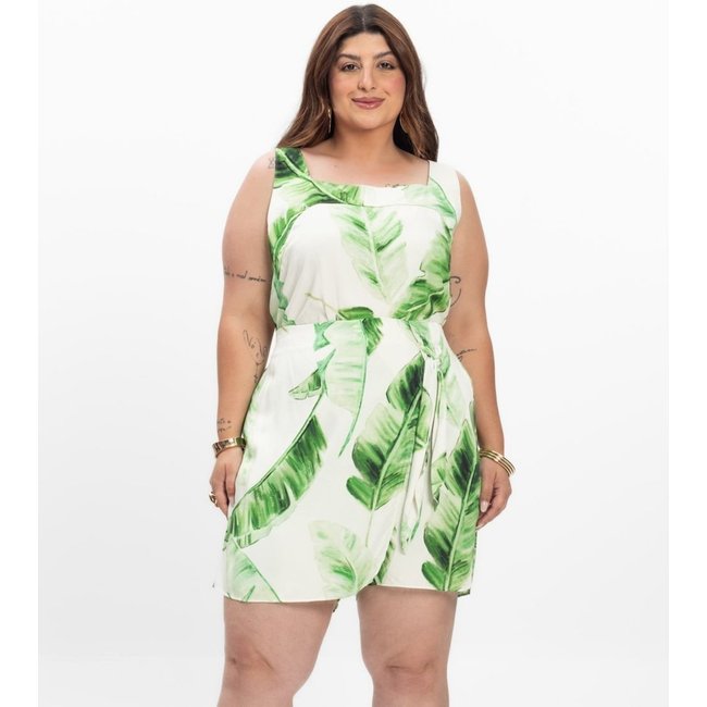 Shorts Saia Feminino Plus Size Secret Glam Bege