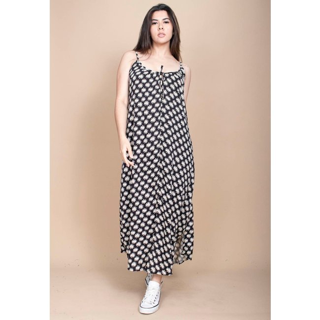 Vestido Longo Cabanafree Caçuá Viscose Alça Fina Estampa Encanto das Margaridas