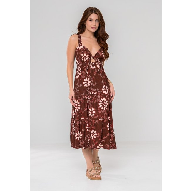 Vestido Aura Ikat Floral Terracota