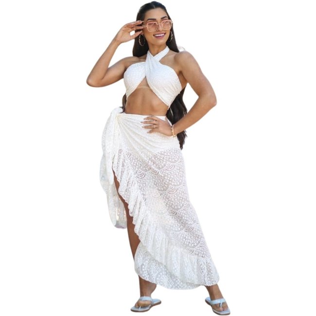 Conjunto Safira Hot Panties Ano Novo Renda Branco