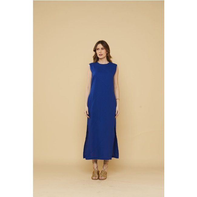 Vestido Longo Lemmut Fenda Lateral Azul