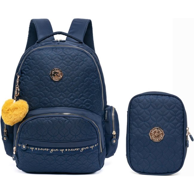 Kit Mochila Feminina Estojo Escolar Juvenil Espaçosa Primicia