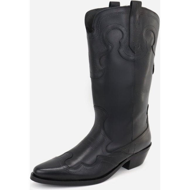 Bota Texana Maria Paula Store Western Feminina Couro Moda Country Bico Fino Cowgirl Preto