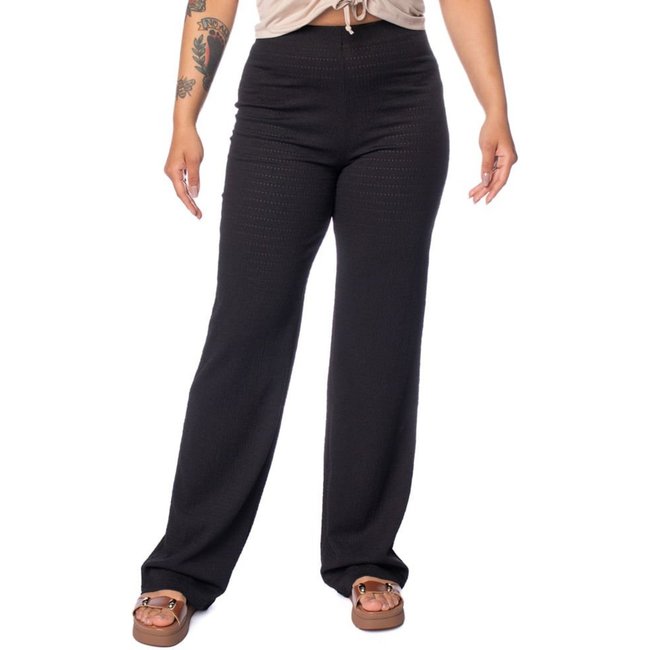 Calça Feminina The Style Box Wide Leg Cintura Alta Preto