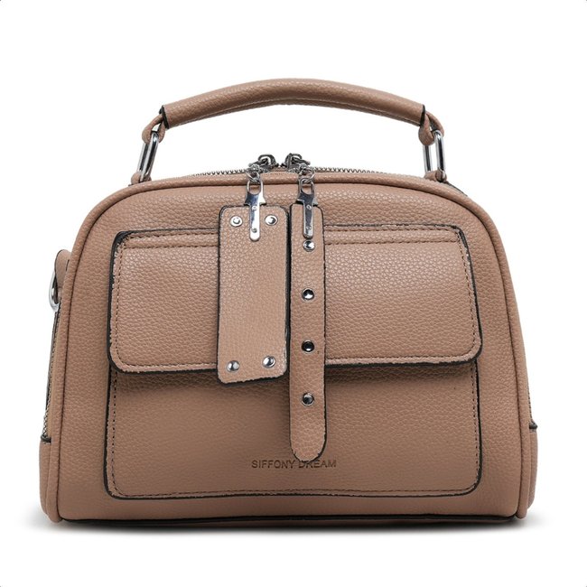 Bolsa Transversal Couro Bolsinha Feminina Moderna Compacta - Caqui