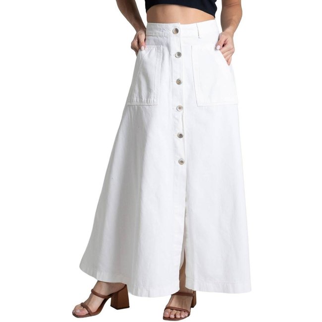 Saia Sarja Sawary Midi - 281990 - Branco - Sawary